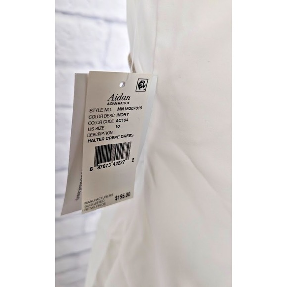 Aidan by Aidan Mattox Women's Jeweled Halter Neck Sheath Dress White Size 10 - Picture 6 of 6